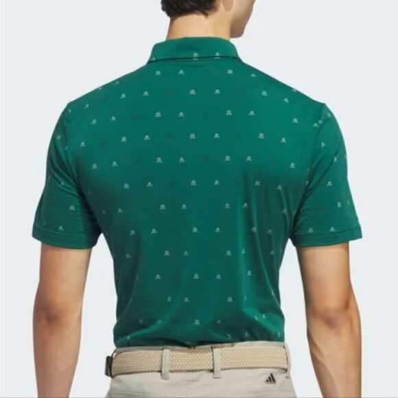 261 NWT Adidas Go-To Mini-Crest Print Polo Shirt Size XL Green - Picture 2 of 8